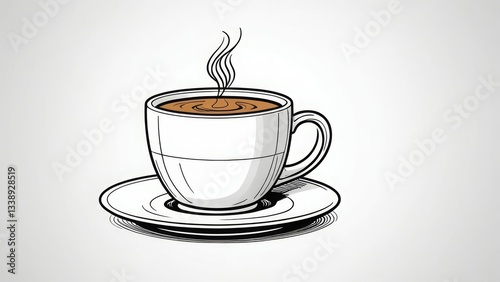 Wallpaper Mural Simple illustration of a steaming coffee cup on a saucer Torontodigital.ca