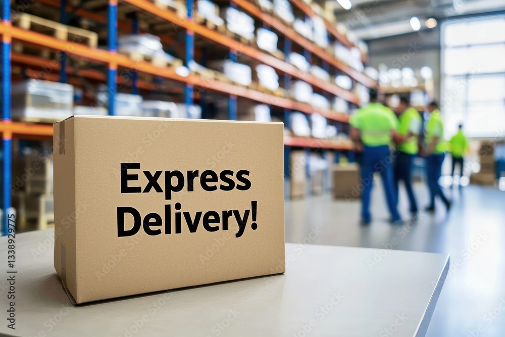 Fototapeta premium A cardboard box labeled 