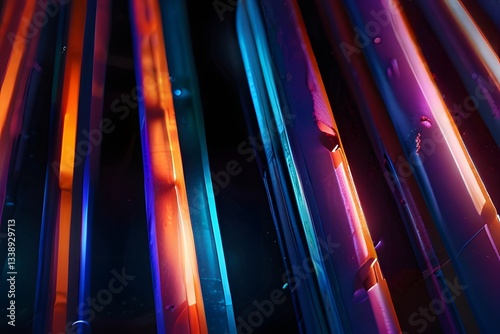Abstract colorful background with diagonal stripes and vibrant bokeh effects creating a lively atmosphere
