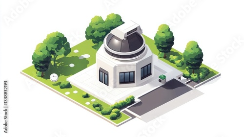 Isometric Observatory Building in Park