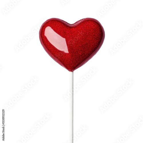 A red heart shape lollipop