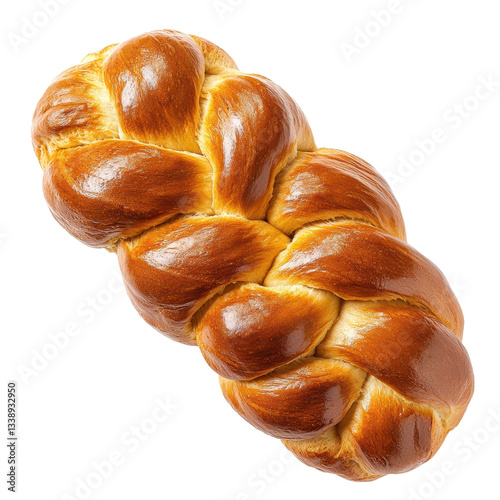 Golden braided loaf on Shiny baked bread with rich color and intricate plait pattern Perfect for festive tablescapes and baking enthusiasts