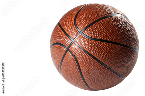 Basketball with Black Lines Isolated on White Background for Sports Equipment.