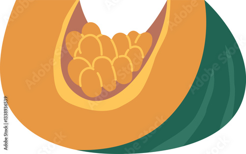 Quarter part of ripe pumpkin