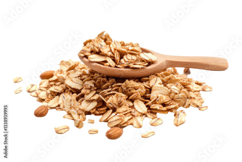 oat flakes in wooden spoon