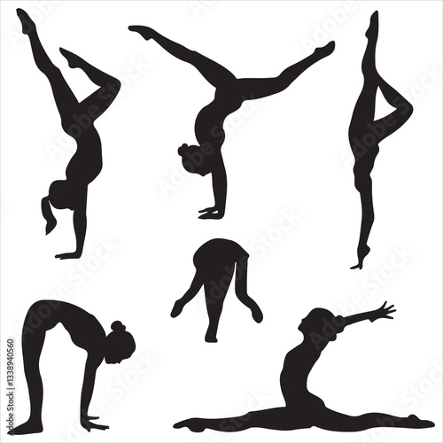 set of vector icon gymnast silhouette	
