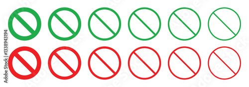 Red Not Allowed sign, Prohibition sign or denied sign isolated on a cutout background