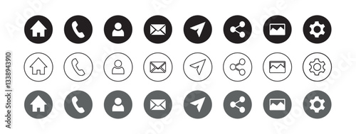 Contact information icons, vector for business card and website. Editable stroke sign pack. Contains icons - name, phone, location, website, address, mail, email, office, mobile, and chat symbol.