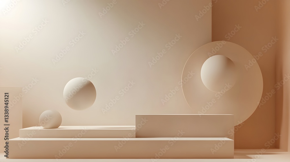 Abstract Beige Minimalist Geometric Shapes Scene Abstract Beige Minimalist Geometric Shapes Scene