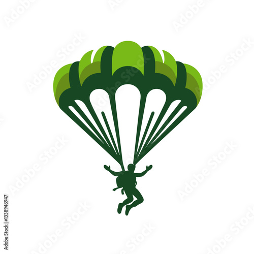 Parachute jump, colored vector, transparent background 