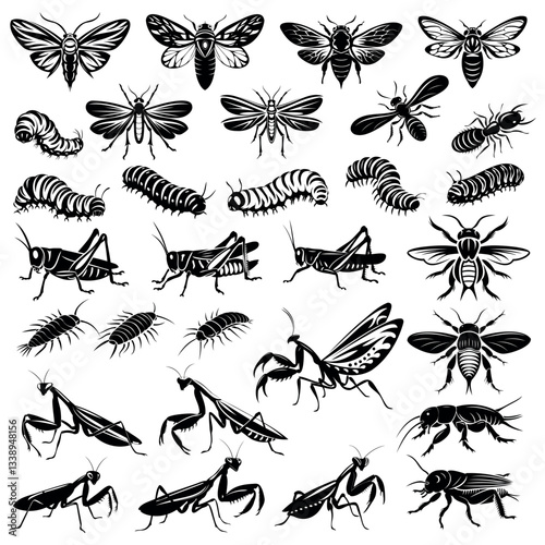 set of insects silhouettes
