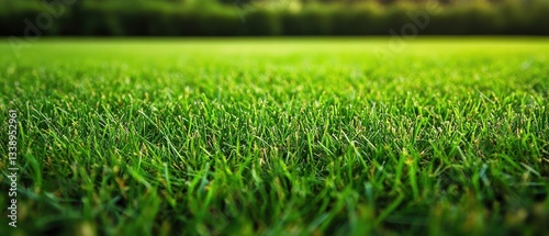 Vibrant green grass with dewdrops, symbolizing freshness and nature's beauty.