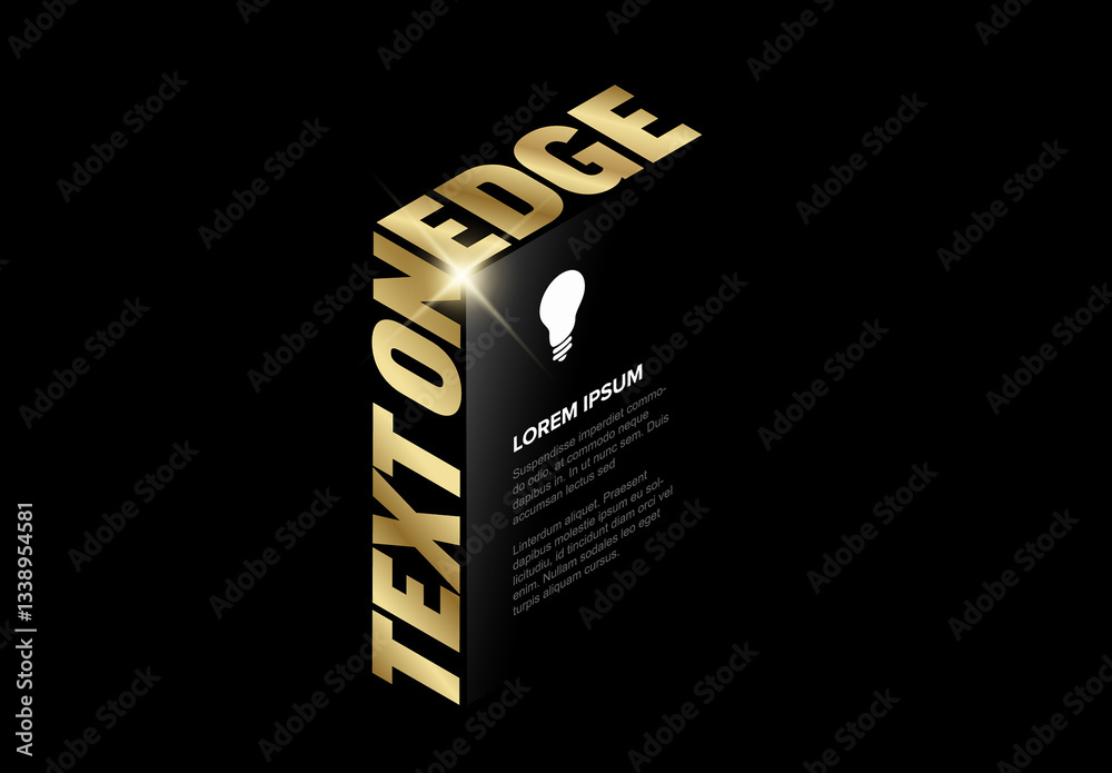 Golden Text on the Edge with light glow and black background - editable text effect