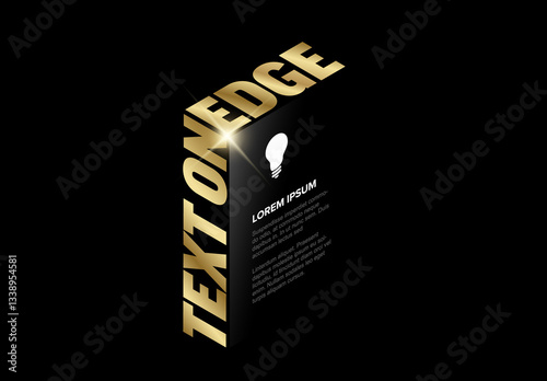 Obraz na płótnie Golden Text on the Edge with light glow and black background - editable text effect w salonie