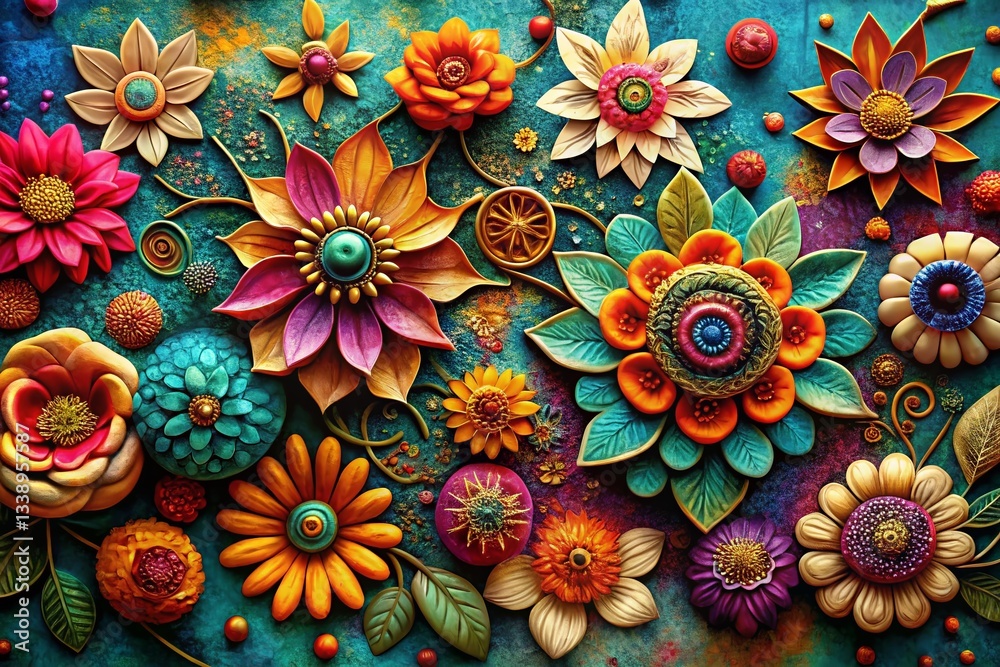 Macro Boho Flower Illustrations on Textured Background - Artistic Floral Photography Macro Boho Flower Illustrations on Textured Background - Artistic Floral Photography