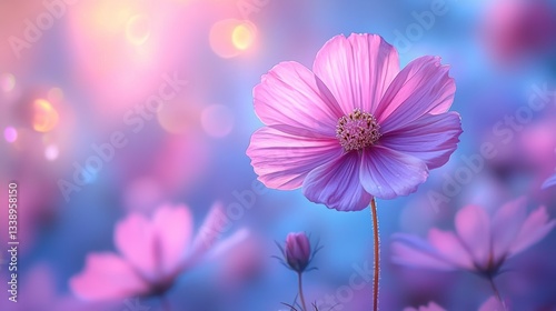 Vibrant Wildflower in Soft Focus atop a Colorful Blurred Background