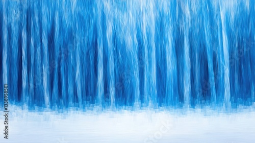 an abstract winter scene dominated by blue.