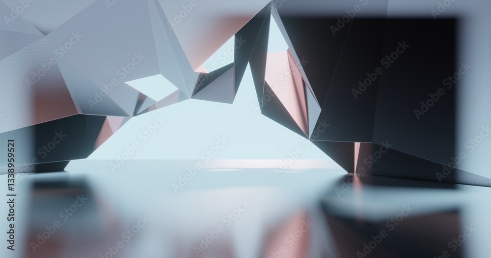 Fototapeta premium Futuristic abstract background crystal arched interior 3d render
