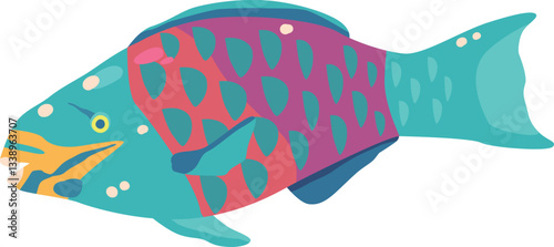 Tropical fish aquarium animal vector illustration