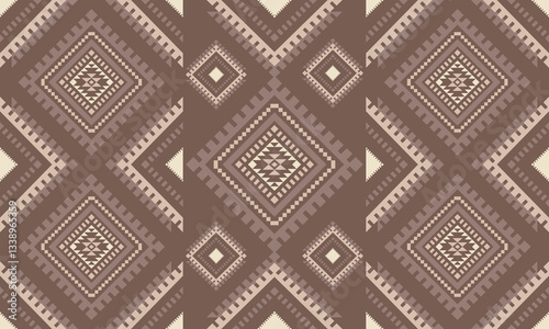 Aztec Navajo tribal Native American geometric seamless pattern. Colorful ethnic design for fabric, textile, blanket, rug, carpet, and fashion.