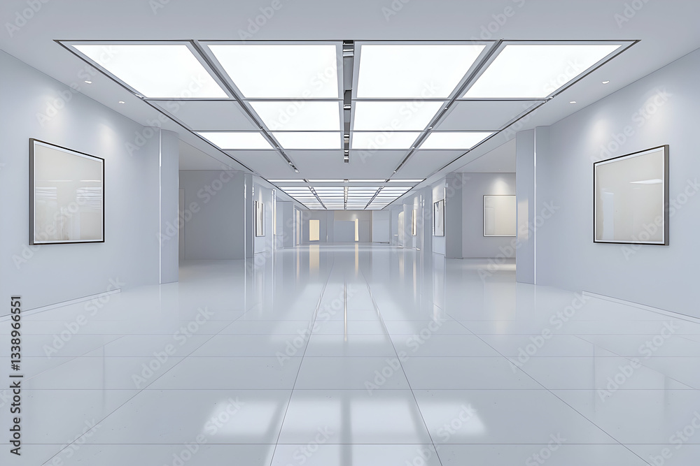 A 3D rendering of a spacious, bright luxury room with minimalist design elements. A 3D rendering of a spacious, bright luxury room with minimalist design elements.