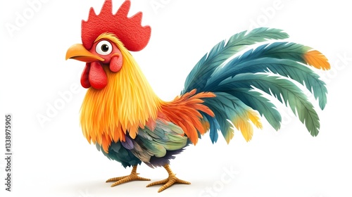 Wallpaper Mural A Colorful Rooster Stands Proudly Displaying Its Feathers Torontodigital.ca