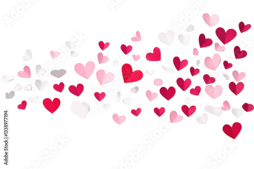A Paper cut falling love symbol isolated on a white backround. cutout and no shadow