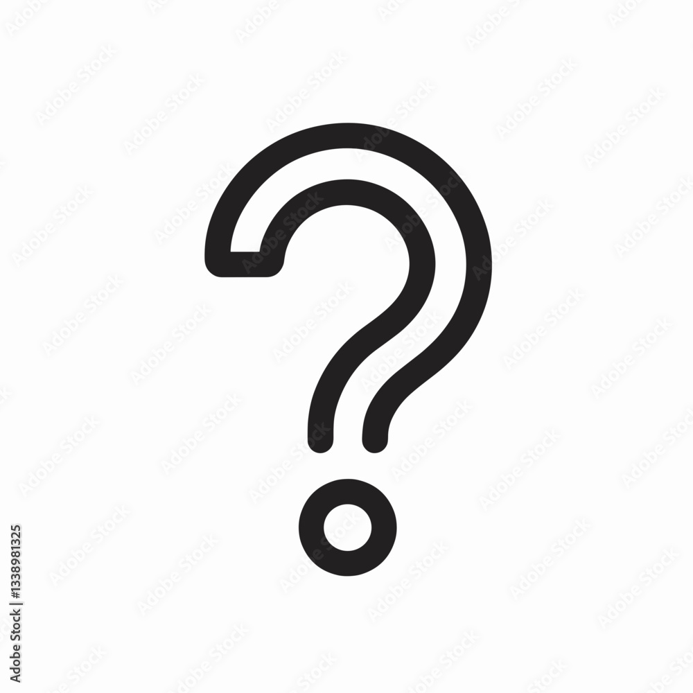 Curious question mark symbol on white background, seeking answers Curious question mark symbol on white background, seeking answers