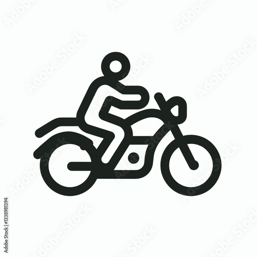 Person riding motorcycle in minimalist design, freedom symbol
