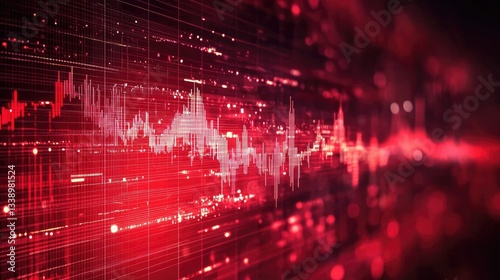 an image of digital waves or signals in abstract red.