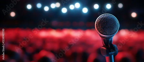 A microphone stands ready for performance.