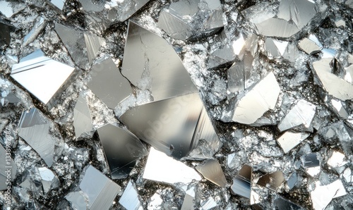 Macro shot of natural Galena gem or mineral texture background, silver metallic surface, organic stones patterns and colors. Abstract geological unique structures, AI generated