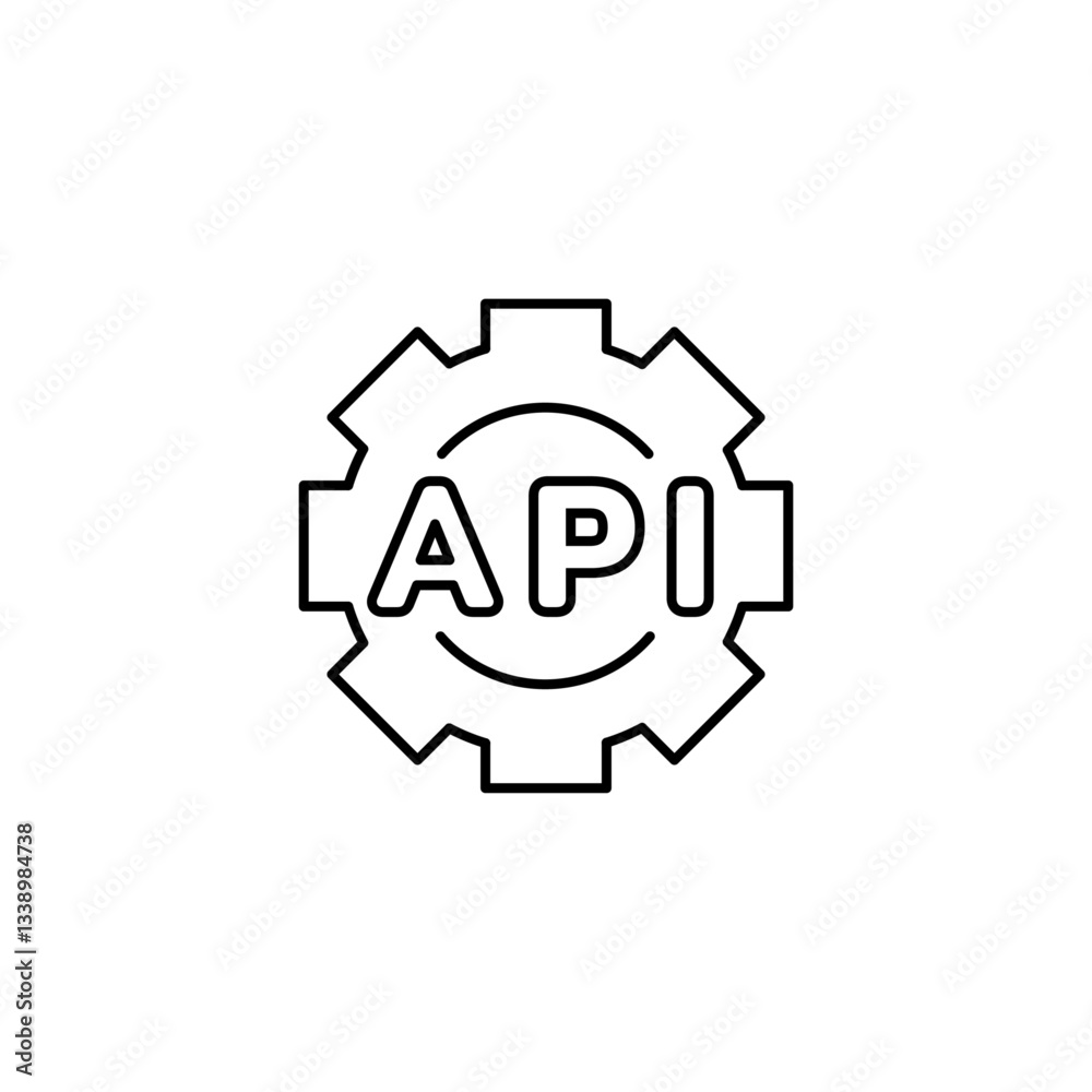 API Icon, Algorithm programming Symbol, Editable Stroke API Icon, Algorithm programming Symbol, Editable Stroke