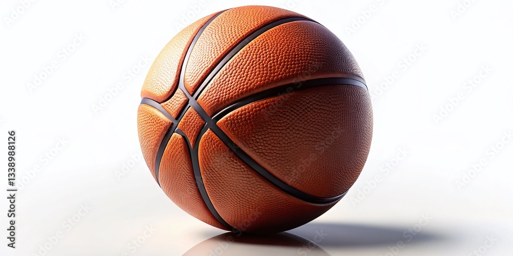 Fototapeta premium Isolated Basketball on White Background, Full Depth of Field, Left Position Copy Space