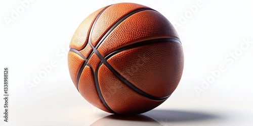 Isolated Basketball on White Background, Full Depth of Field, Left Position Copy Space photo