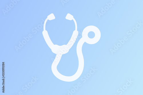 Symbol eines Stethoskop mit hellblauen Hintergrund