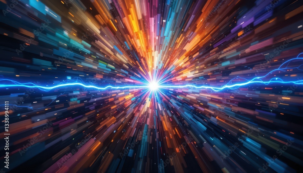 Obraz premium Dynamic energy burst abstract space digital art vibrant colors close-up motion effect