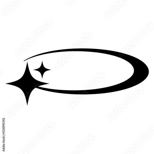 Dynamic black swirling shape with sparkling accents, evoking a futuristic and cosmic aesthetic. Perfect for modern designs, space posters, and, cards, logos, and Y2K-style elements.