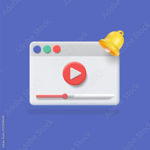 Free Download New blog post. New video playing blog vlog. New content Subscribe reminder 3d icon realistic vector illustration. Multimedia content online notification. Internet videoblog notice - GFXLoad