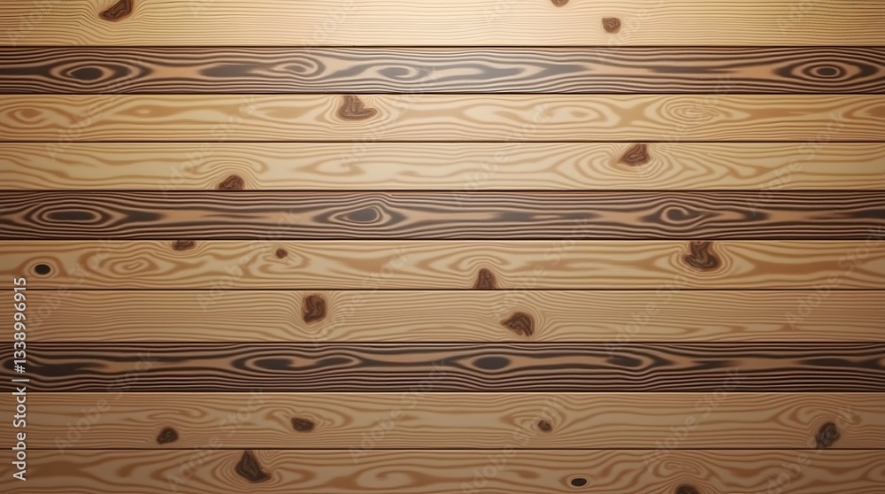 Naklejka premium Classic Wooden Wall with Horizontal Planks, Swirling Grain Patterns, and Multicolored Knots in Mixed Tones