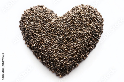 Heart-Shaped Chia Seeds: Healthy Eating & Nutrition Concept