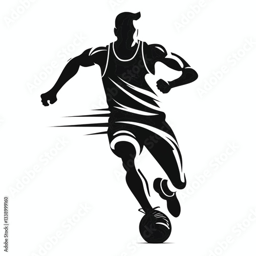 vector silhouette of player in motion