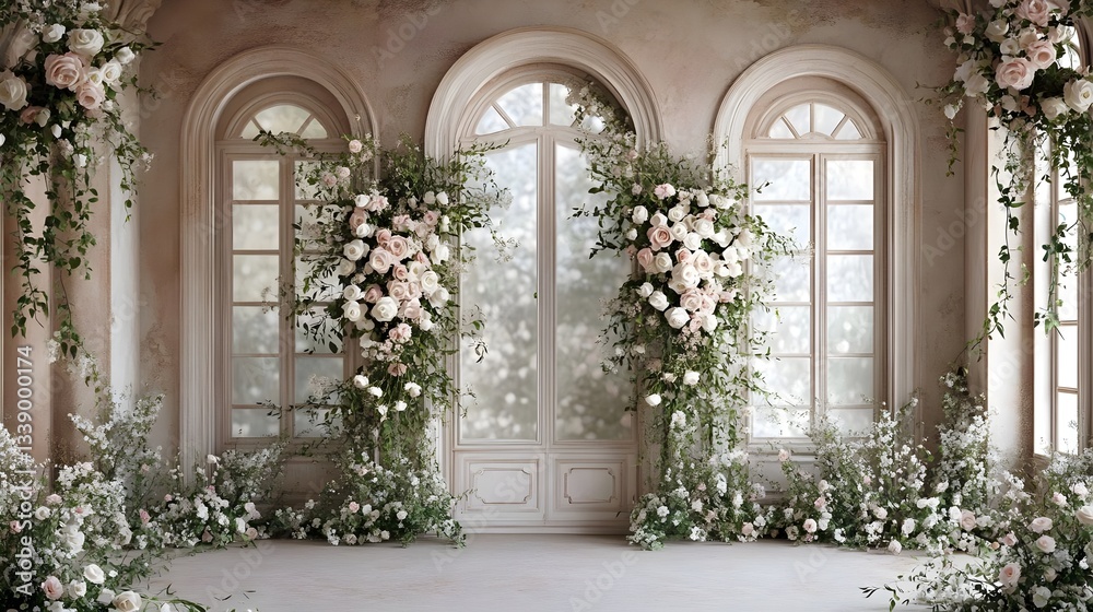 Wedding background fantasy and luxury generative AI Wedding background fantasy and luxury generative AI