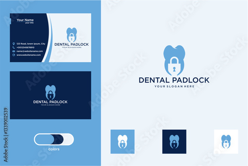 Modern Blue Pixel Art Dental Logo Design with Business Cards