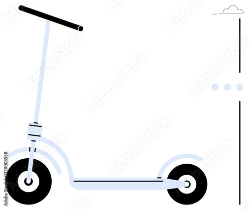 Kick scooter with sleek handlebars, rounded wheels, and a simple frame. Ideal for urban mobility, travel, eco-friendly transport, minimalism, innovation, modern lifestyle flat simple metaphor