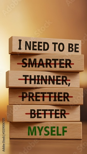 Stacked wooden blocks display 