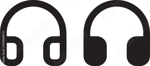 Headphones icon, minimalist design, black and white, simple outlines, audio equipment, graphic symbol, audio accessories, sound technology, music listening device