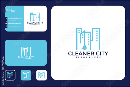 Modern Business Cards Featuring Logo and Branding for Cleaner City