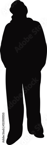 a woman looking up, bosy silhouette vector