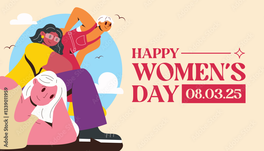 Fototapeta premium International Women's Day celebrated, Women's right Vector banner, flyer, poster and social medial template design.